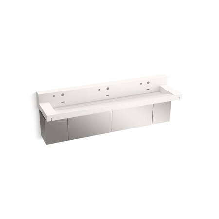 Kohler 90In Wall-Mount Trough Lavatory System With Backsplash In Designer White 81028-BSS-KCD